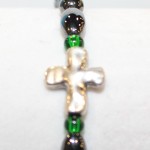 Magnetic Hematite Single Bracelet - Cross Center Stone, Green Beads