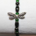 Magnetic Hematite Single Bracelet - Dragonfly Center Stone, Short with double wings