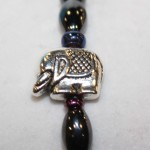 Magnetic Hematite Single Bracelet - Elephant Center Stone, Rainbow Beads