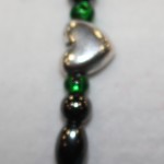 Magnetic Hematite Single Bracelet - Heart Center Stone, Green Beads