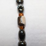 Magnetic Hematite Single Bracelet - Tiger Eye Barrel Center Stone, Brown Beads