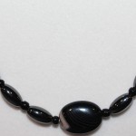 Magnetic Hematite Necklace - Black Oval Center Stone, Black Beads