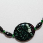 Magnetic Hematite Necklace - Green Agate Center Stone, Green Beads