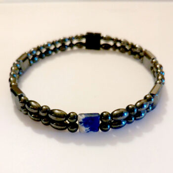 Magnetic Hematite Anklet: <br />Double-Strand - Blue