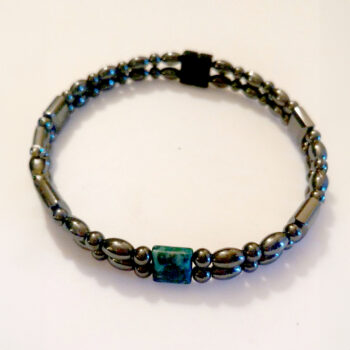 Magnetic Hematite Anklet: <br />Double-Strand - Dark Blue