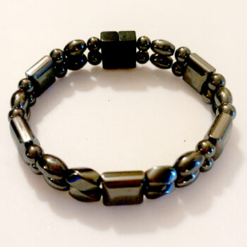 Magnetic Hematite Anklet: <br />Double-Strand - Black