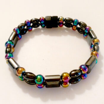 Magnetic Hematite Anklet: <br />Double-Strand - Rainbow